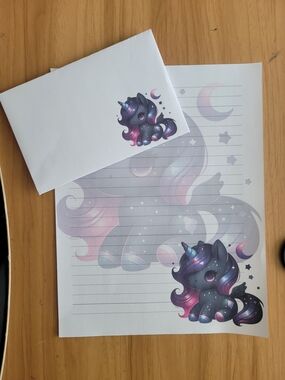 🎃BUY 2 GET 1 FREE🎃 Black & Purple Unicorn Writing Paper Set - 24 Sheets